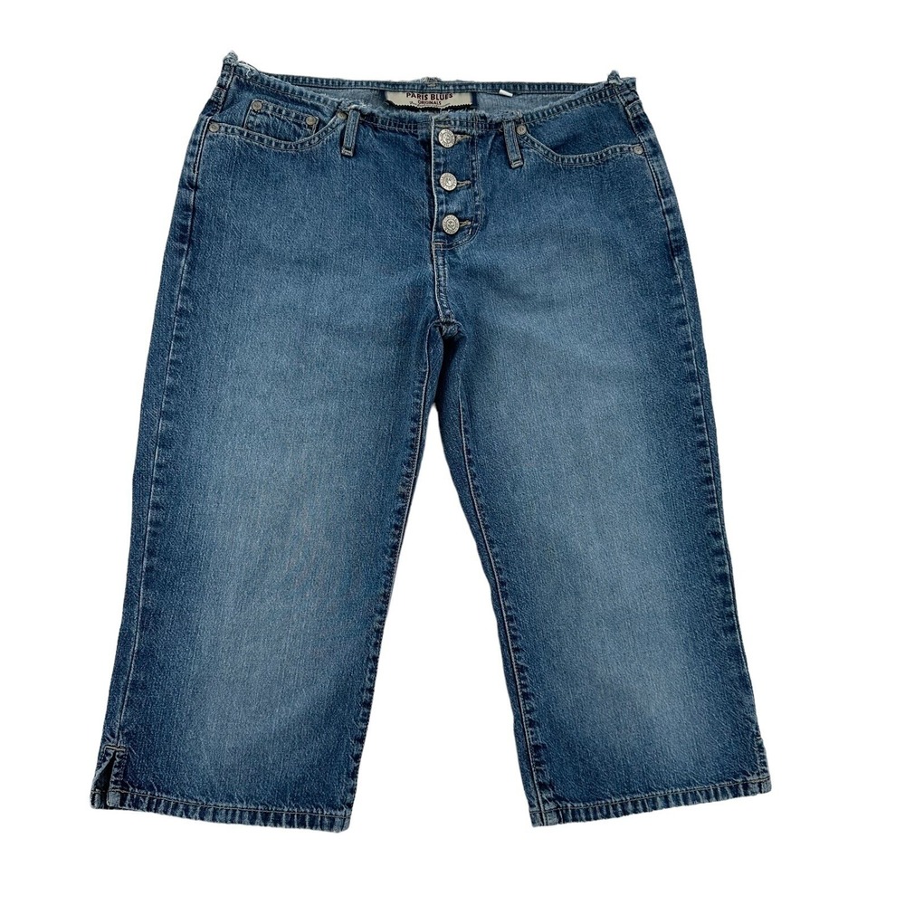 Paris Blues Size 7 Originals Denim Capri Pants Medium Wash Button Fly Vintage